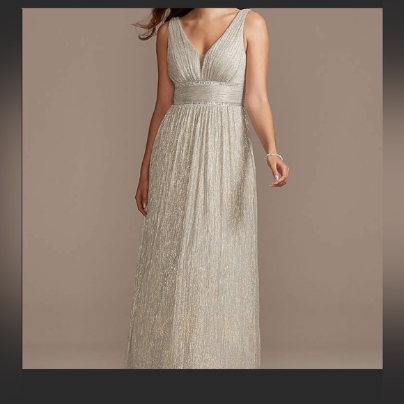 knee length dresses for ladies Morgan & Co 10141 Formal Long Metallic Prom Dress  The Dress Outlet